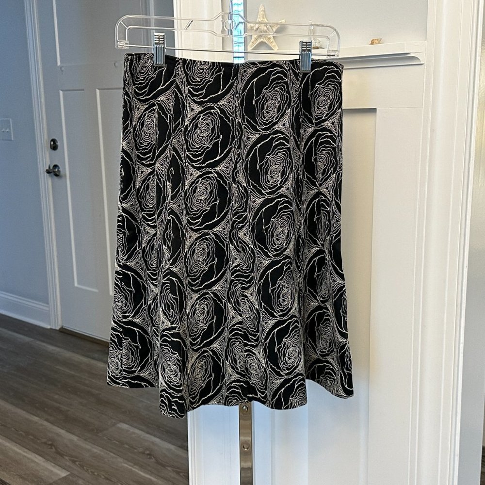 Anthropologie Ruth Sz 2 So Cute A-Line Skirt Black w White Threading Details